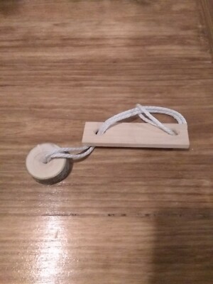 String Rope Puzzle - Wood IQ Brain Teaser Mind Game rustic