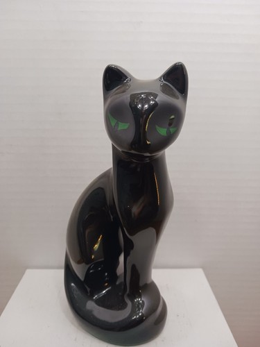 Vintage Mid Century MCM Ceramic Black Cat Figurine Statue 10.5 inch Green Eyes Vintage Mid Century MCM Ceramic Black Cat Figurine Statue 10.5 inch Green Eyes