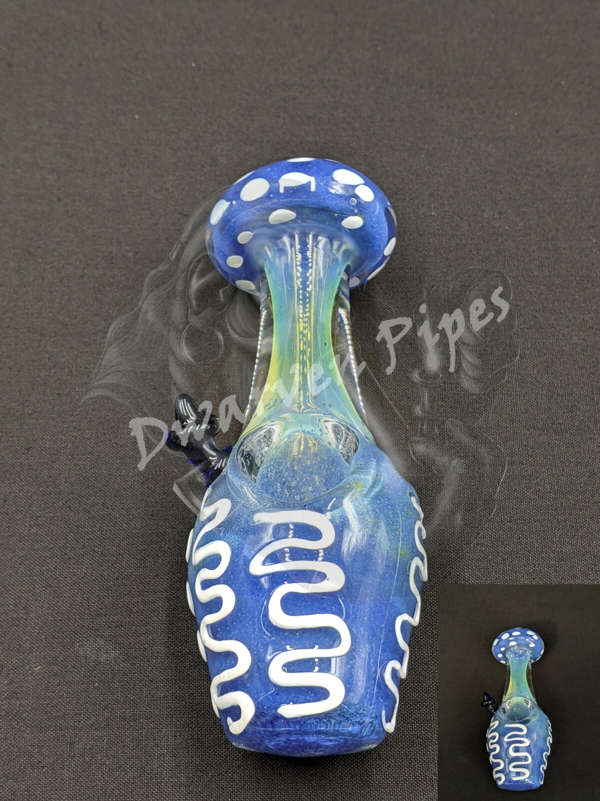 5" Tobacco Smoking Pipe Bowl Glass Hand Pipes Mushroom Style Blue 02
