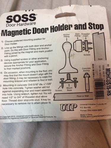 SOSS Magnetic Door Holder And Door Stop Brushed Nickel Finish New In Package