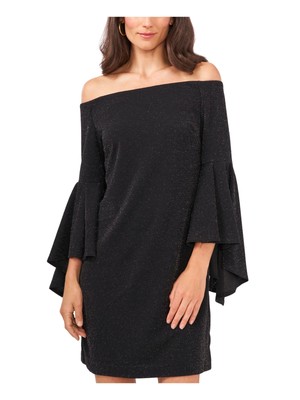 

VINCE CAMUTO Женское черное короткое платье прямого кроя с рукавами-колокольчиками на подкладке и пуловере, Черный