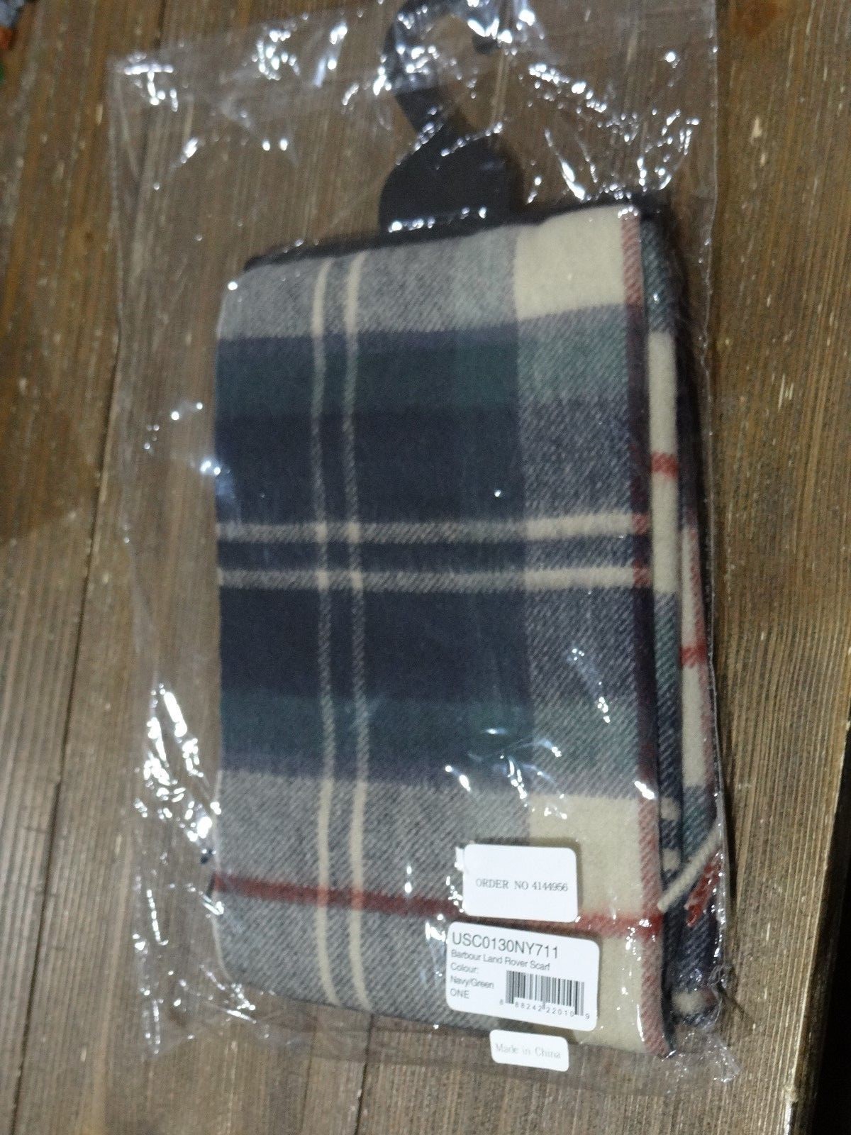 NWT Barbour for Land Rover Navy & Green Wool/Cashmere Check Pattern Scarf