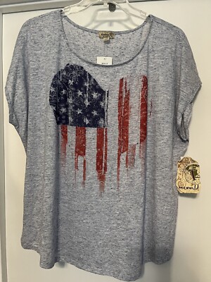 One World Ladies Patriotic Flag Top**Brand New**Size 3X