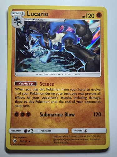 Lucario 71/147 Holo Rare Burning Shado Foil Pokemon TCG Set
