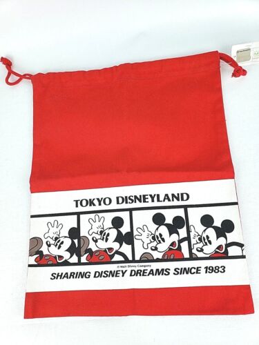 Vintage Tokyo Disneyland Drawstring Bag Red Mickey Mouse 
