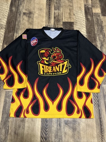 シャツ LAST NEST / leather hockey jersey Vintage 2002-2003 Cape Fear Fire Antz Jersey Hockey NHL CHL