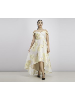 

AIDAN MATTOX Женское длинное коктейльное платье цвета слоновой кости с открытыми плечами и цветочным принтом, Цвет слоновой кости