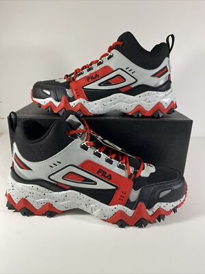 Men's Fila Oakmont TR MID Shoes Sneakers Black Gray Red NIB Size 8
