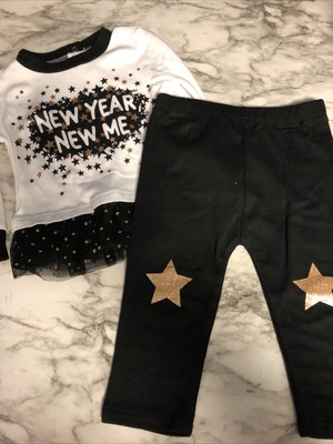 Baby New Year New Me Outfit. Shirt and Pants/long sleeve - New - 12 month