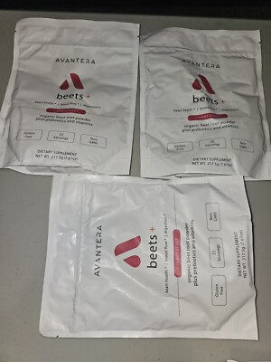 Lot Of 3  Avantera Natrava Beets + Cherry Berry Organic Root Powder Dietary Supp