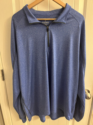 Elevate Athletic Pullover Shirt Men's Size 3XL Blue 1/4 Zip 100% Polyester