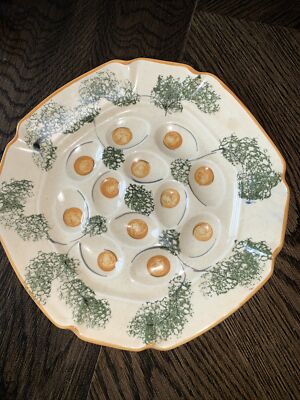 Vintage Designcraft Mushroom Deviled Egg Platter Serving Plate #402 Mid Century