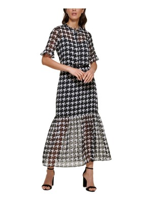 KENSIE DRESSES Womens Black Lined Button-front Bodice Skirt Maxi Dress 6