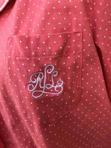 Lauren Ralph Lauren Women’s Coral Pink Polka Dot Sleep Shirt Nightgown Cotton M