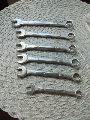 Drop Forged Steel COMBINATION WRENCHES 6 PC SET- 7,10,11,12,13,14mm 12 Pt Taiwan