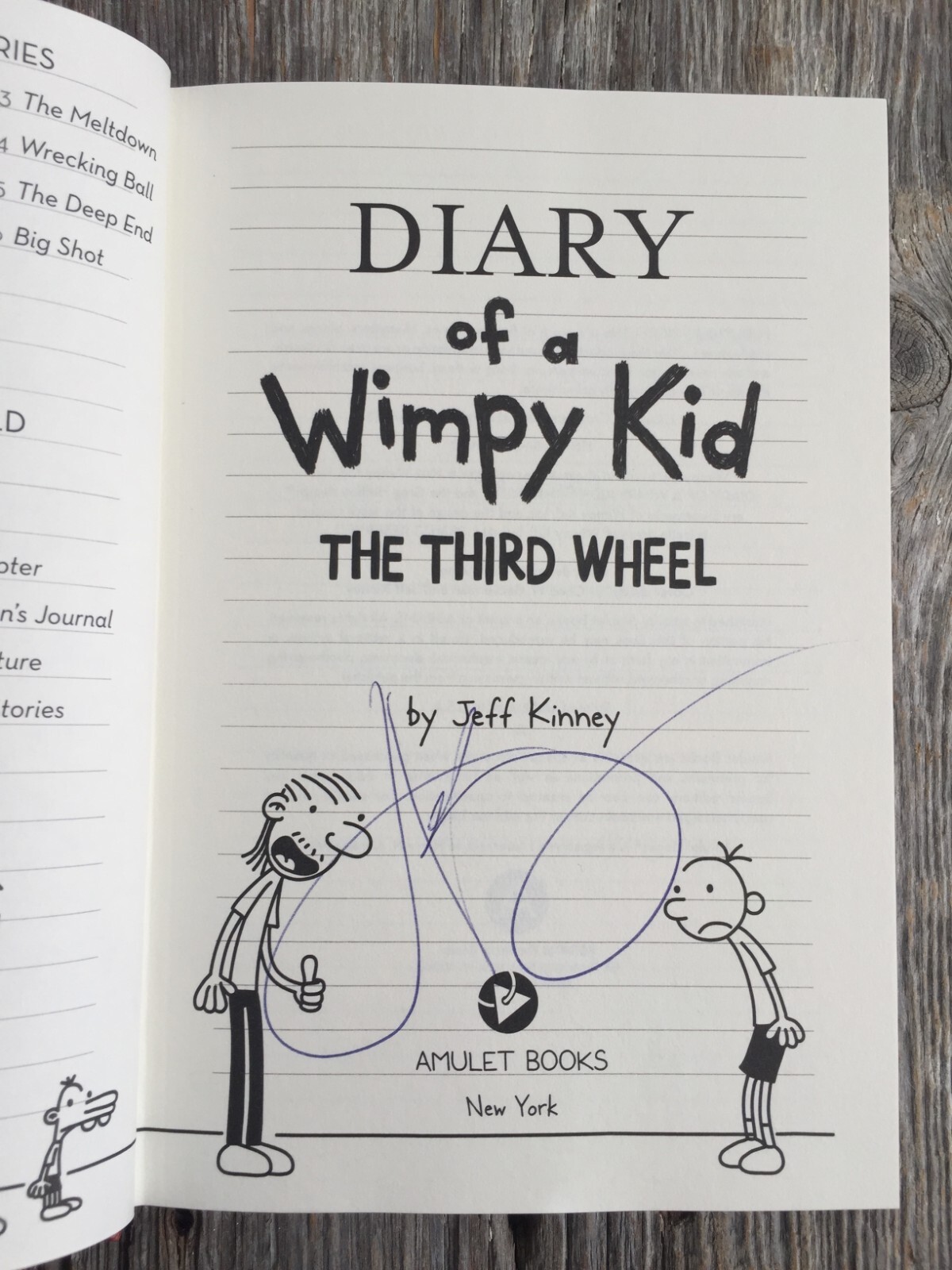 SIGNED & NEW - DIARY of a Wimpy Kid - (THE THIRD WHEEL SIGNED & NEW - DIARY of a Wimpy Kid - (THE THIRD WHEEL