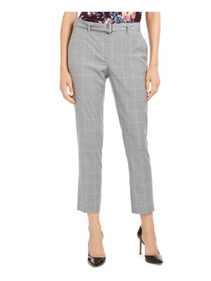 

CALVIN KLEIN Женские серые брюки прямого кроя с поясом Petites, Серый, T97P5117