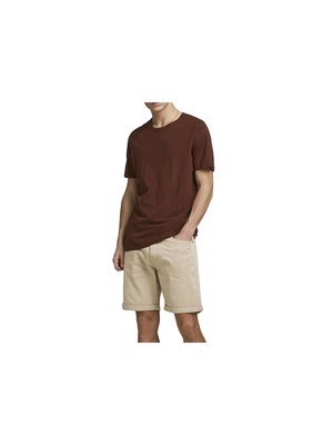 

JACK - JONES Mens Rick Icon Beige Flat Front, Джинсовые шорты классического кроя, Бежевый, 12182552