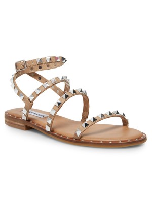 

Женские коричневые сандалии-гладиаторы с круглым носком STEVE MADDEN с заклепками, Коричневый, TRAV02S1