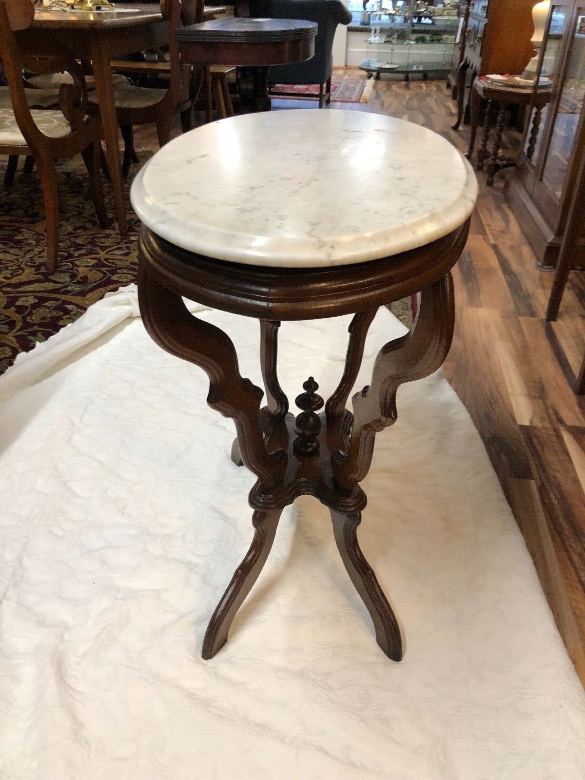 Outstanding  Antique Victorian Marble Top Side Table