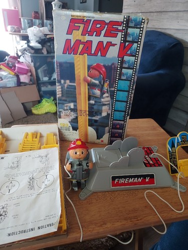 Vintage Fireman-V Toy 1984 Works In Its Original Packaging