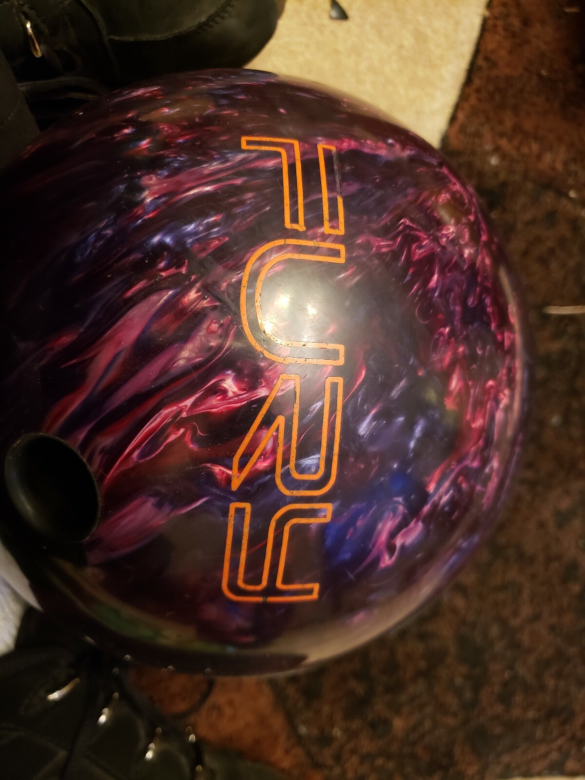 15lbs Brunswick Fury Pearl bowling ball, 2nd drill