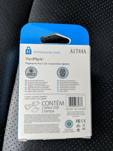 Kensington VeriMark USB Fingerprint Key, Black