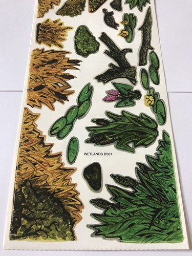 WETLANDS THEMED NOTSOCUTE STICKERS 5X12 INCH SHEET CATTAILS TURTLE LILY PAD POND
