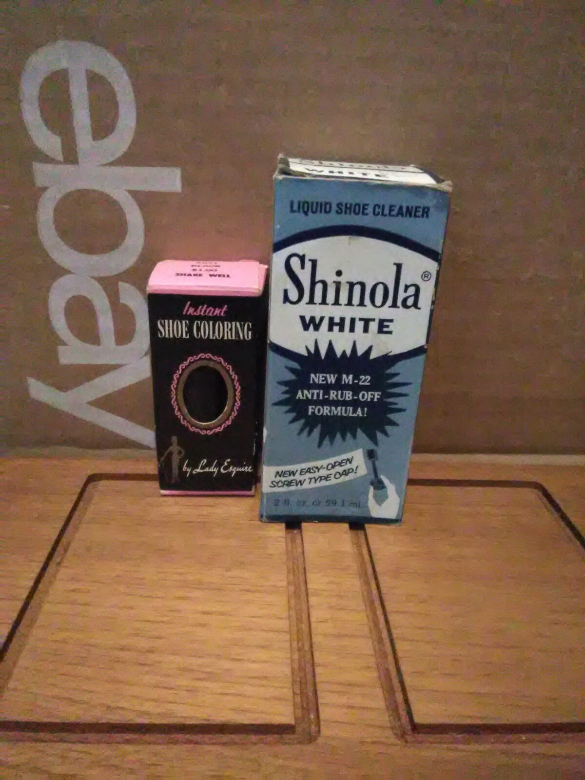 Vintage Shinola White LIquid Shoe Cleaner & Ldy Esquire Shoe Coloring. Fast Ship