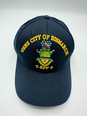 New The Corps USNS City of Bismarck T-EPF 9 Logo Blue Baseball Cap Hat One Size