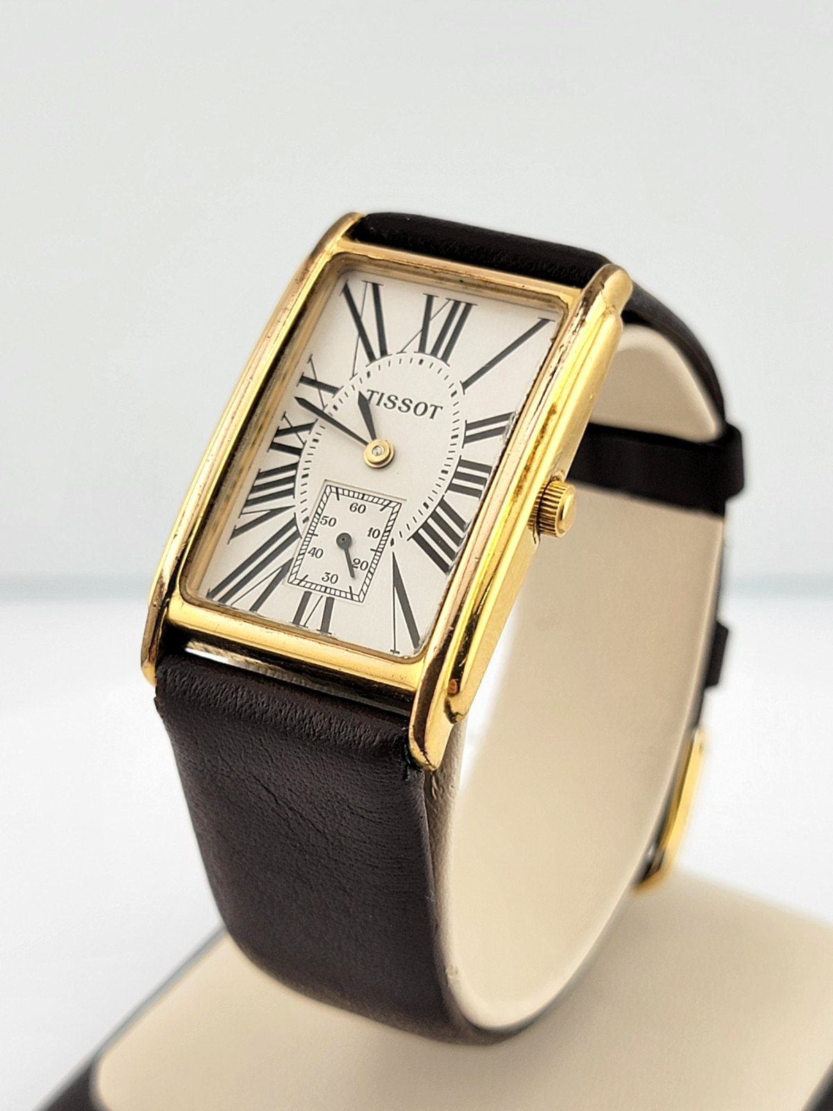 時計 TISSOT A282K Vintage TISSOT Tank A282K Silver Gold dial Quartz Watch