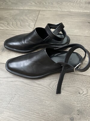 Jil Sander  10 US / 39.5 IT Black Leather Slingback Flats New In Box