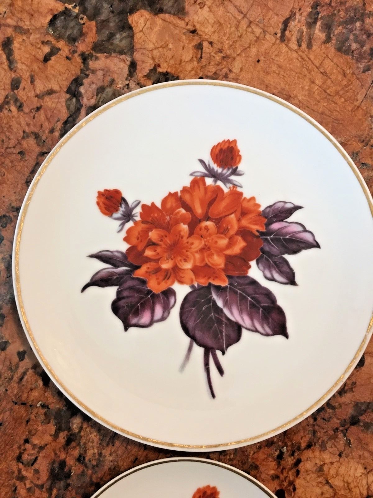 Vintage Ucagco China Floral Occupied Japan Orange Flower Plates ~6.5