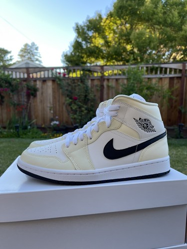 Nike Air Jordan 1 Mid Shoes Coconut Milk Black White BQ6472 Nike Air Jordan 1 Mid Shoes Coconut Milk Black White BQ6472