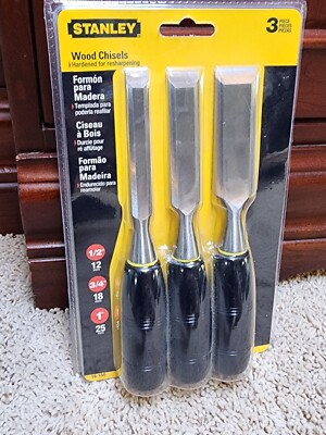 STANLEY Wood Chisel 3 Piece Set - 1/2'', 3/4'', 1'' New in Package NOS 2003