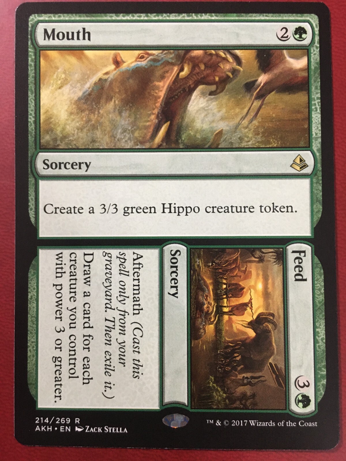 Mouth // Feed 2x FOIL AKH MTG Amonkhet Rare MINT green Mouth // Feed 2x FOIL AKH MTG Amonkhet Rare MINT green