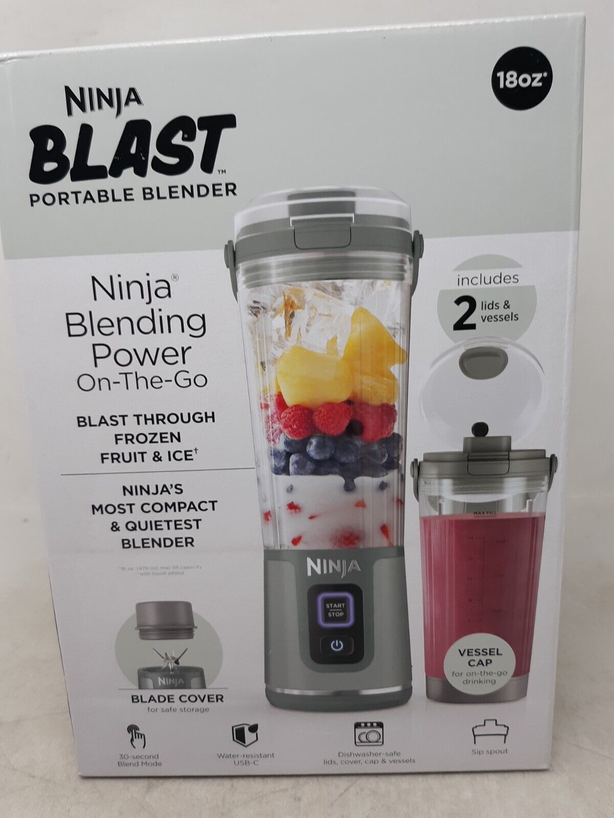 Ninja Blast Portable Blender, 2 18oz. vessels and lids, BPA Free and Leakproof Ninja Blast Portable Blender, 2 18oz. vessels and lids, BPA Free and Leakproof