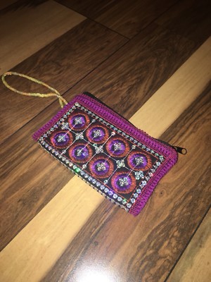 Handmade embroidered colorful pouch bag wallet many uses