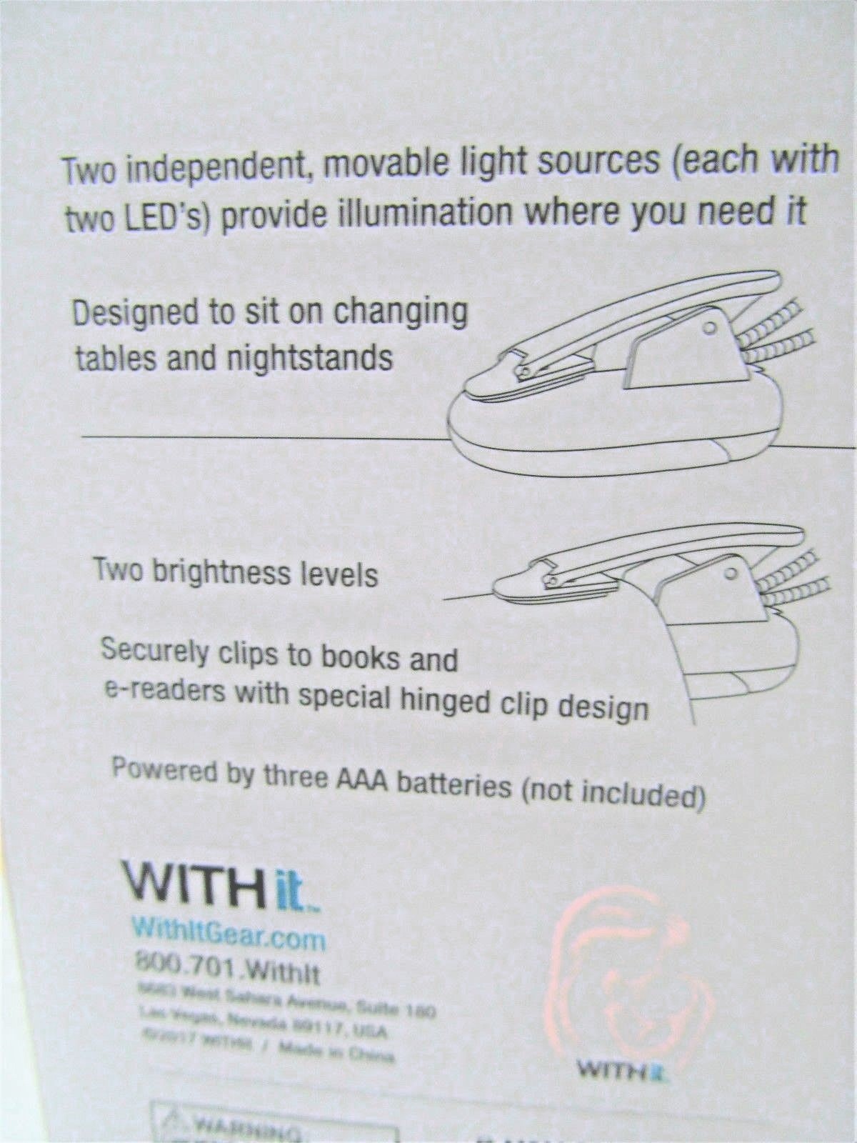 Withit Pink MOMMY & ME Battery Powered Led Task & Reading Clip Light