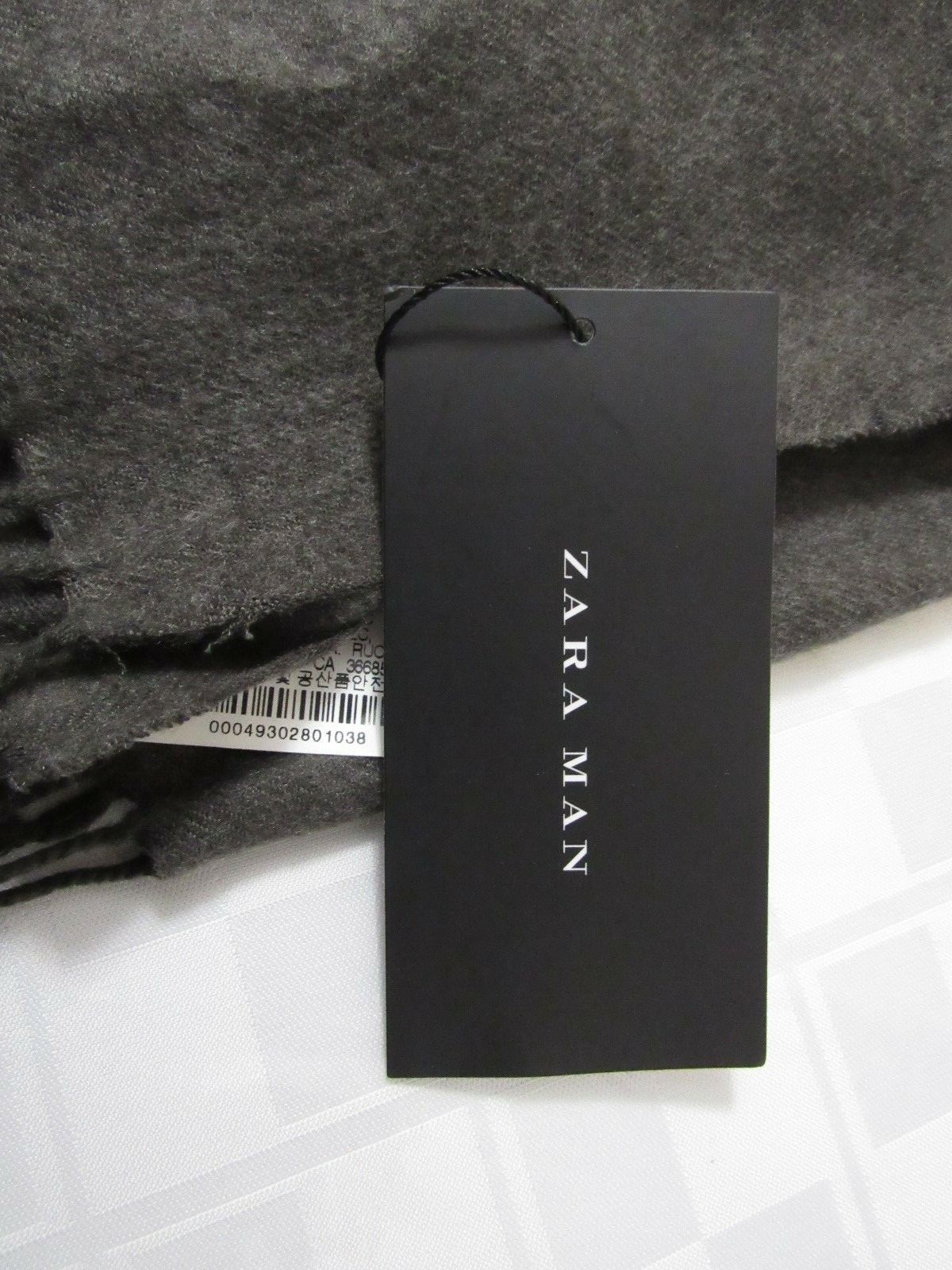 Zara Mens Gray Scarf With Fringe New Soft Warm Winter or Dress Zara Man NWT