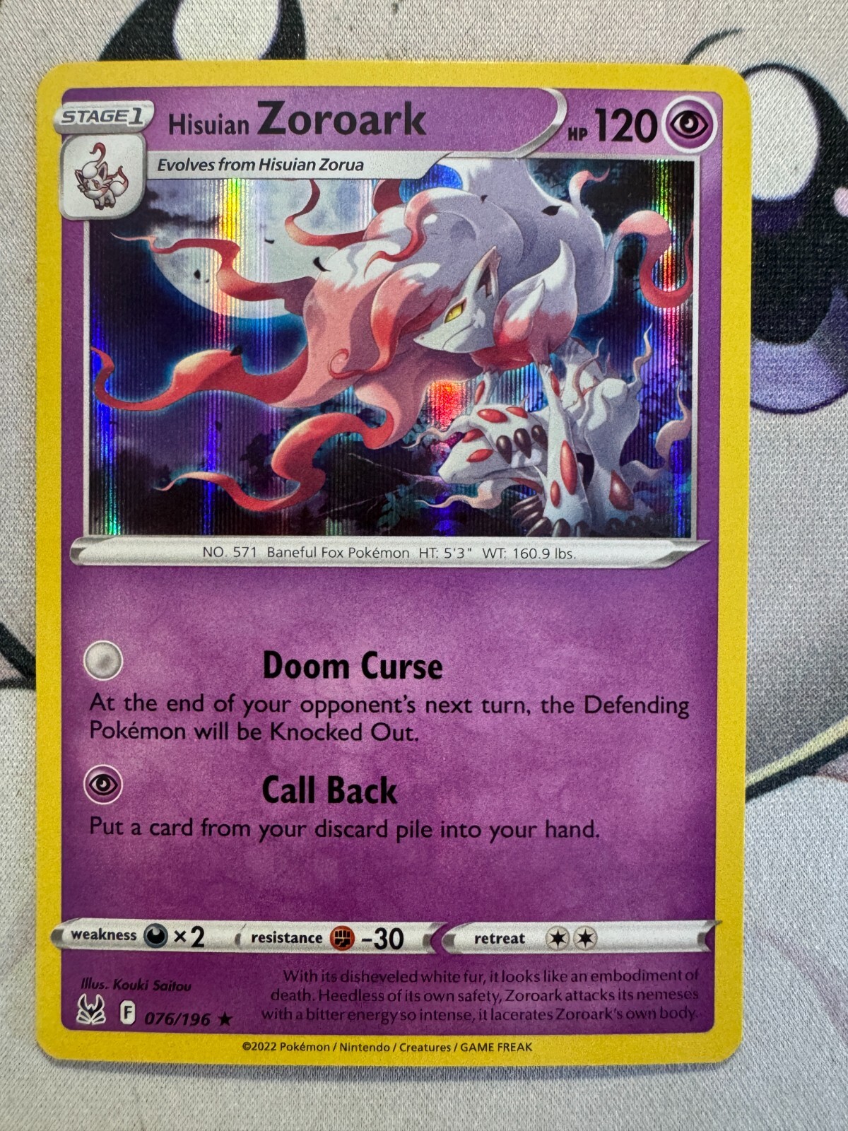 Hisuian Zoroark Holo English Pokemon TCG BKAY710 | eBay