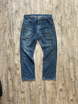 80s Blue Japanese Overworks Factory Buckle Back Edwin Jeans