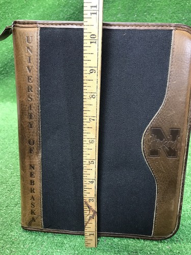 Franklin Covey Planner Binder Organizer Huskers Black Canvas & Brown Leather