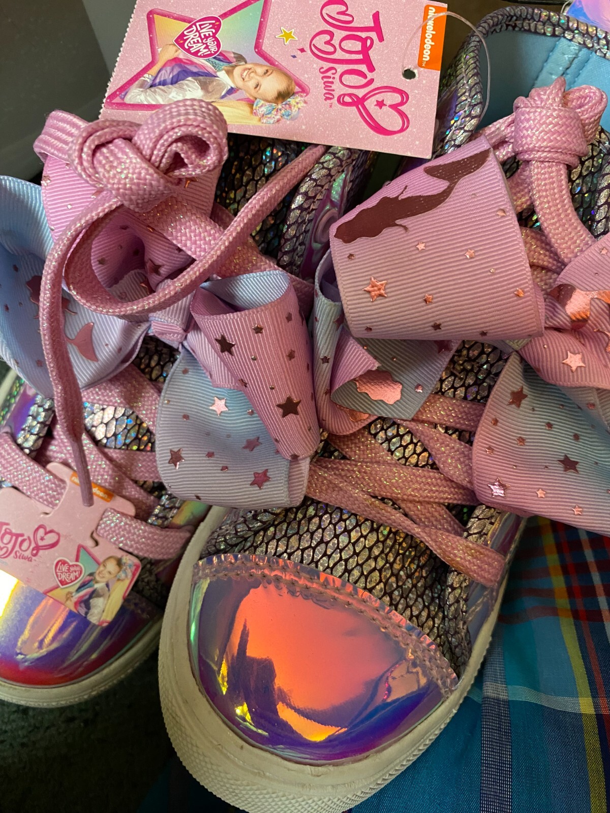 NWT JoJo Siwa Big Girls Iridescent Mermaid Bow Hi Top