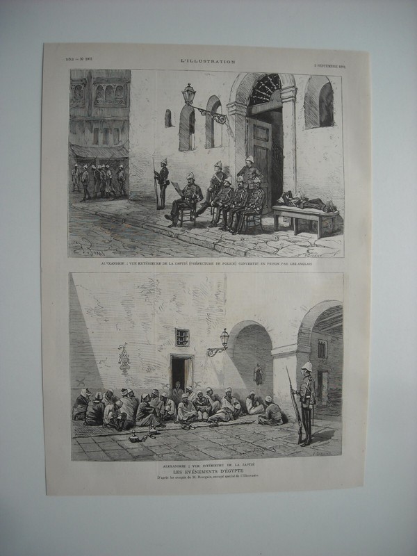 Gravure 1882. Les Evenements DâEgypte. Alexandrie; Vues De La Zaptie, Prefecture