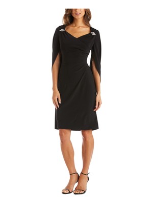 

R-M RICHARDS Женское черное платье-футляр с драпировкой на спине и рукавами 3/4 выше колена, Черный