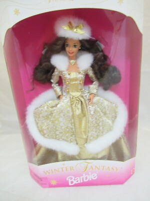 1995 Winter Fantasy Brunette Barbie Special Edition Gold Dress  - MIB NRFB!