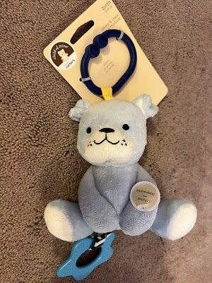 Carter s Child of Mine Baby/Infant Soft Plush Rattle w/Teether - Blue Puppy