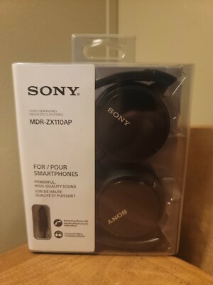 Sony MDR-ZX110AP Stereo Smartphone Headphones with Mic, Black, Free Shipping