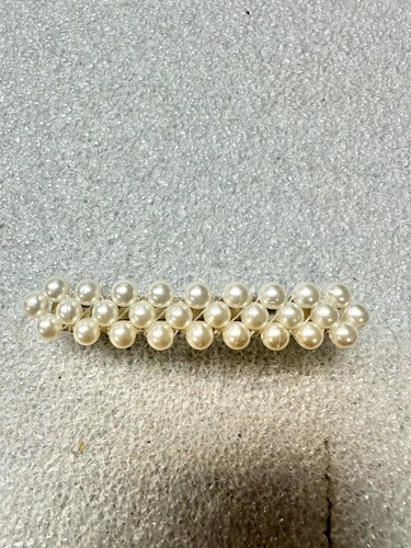 VTG 1980s SEKINE signed Faux Pearl Barrette Hair Clip 2.5